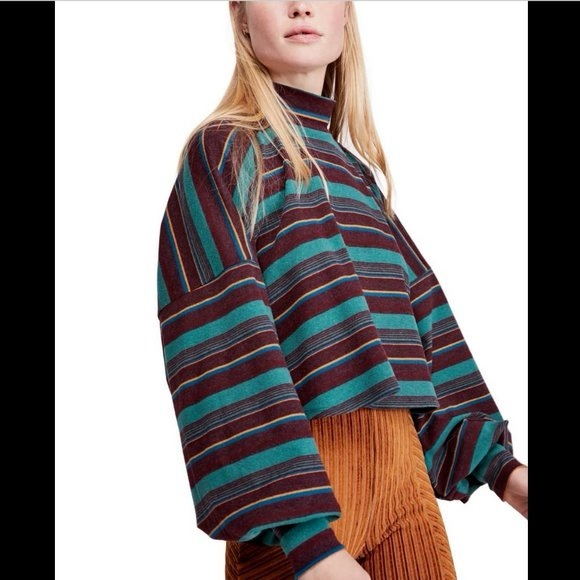 Free People Tops - Free People Striped Balloon Sleeve Top